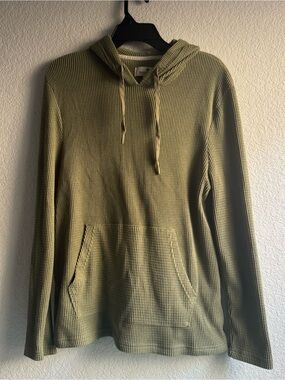 Soft Green Waffle-Knit Hoodie with Kangaroo pockets Size Large L